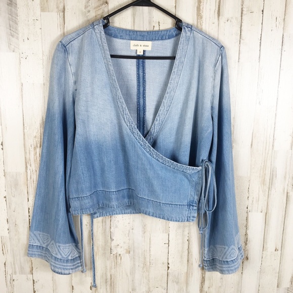 Anthropologie Tops - Anthropologie Cloth & Stone Chambray Wrap Top S